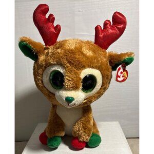 Ty Beanie Boos Alpine Reindeer Plush 2013 Green Eyes Toy 10" Christmas